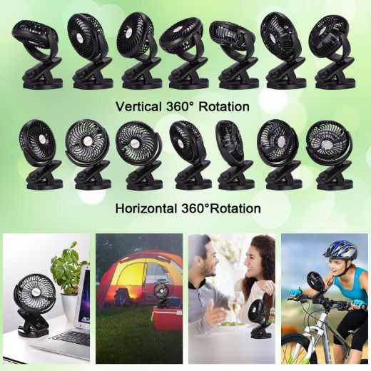 ADDSMILE Battery Operated Clip On Stroller Fan 5000mAh Rechargeable Desk Fan for Baby Stroller Car Gym Home Office Desktop Outdoor Traveling and Camping